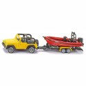 SIKU JEEP SAMOCHÓD Z ŁODZIĄ NA NACZEPIE MODEL METAL S1658