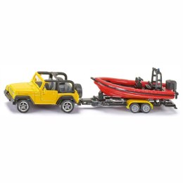 SIKU JEEP SAMOCHÓD Z ŁODZIĄ NA NACZEPIE MODEL METAL S1658