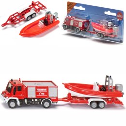 SIKU STRAŻ POŻARNA UNIMOG Z ŁODZIĄ MODEL METAL S1636