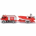 SIKU STRAŻ POŻARNA UNIMOG Z ŁODZIĄ MODEL METAL S1636