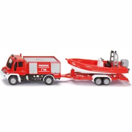 SIKU STRAŻ POŻARNA UNIMOG Z ŁODZIĄ MODEL METAL S1636